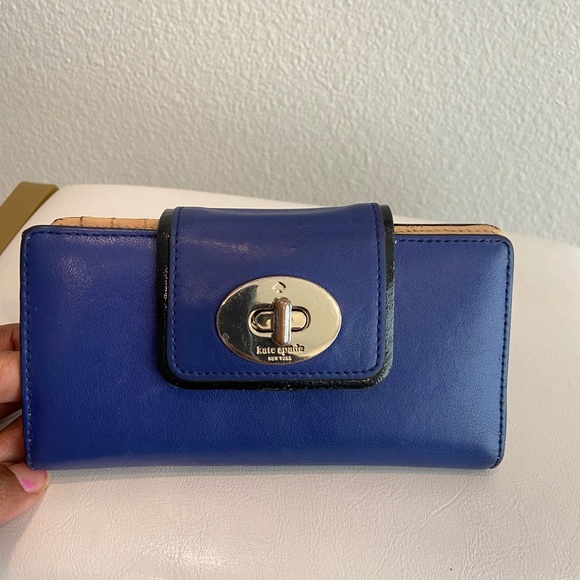 kate spade Handbags - Kate Spade Blue Wallet with Gold Turn-Lock Closure
